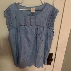 Knox Rose Blouse- light blue lace- XXL